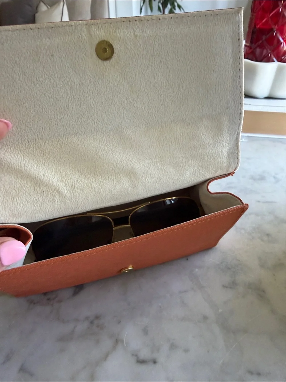 Tory Burch Gold Frame Aviator Sunglasses with Orange Case